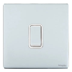 GU1412RWPC Ultimate screwless flat plate polished chrome white insert 1 gang 2 way 10A retractive plate switch