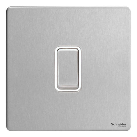 GU1412RWSS Ultimate screwless flat plate stainless steel white insert 1 gang 2 way 10A retractive plate switch