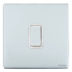 GU1412WPC Ultimate screwless flat plate polished chrome white insert 1 gang 2 way 16AX plate switch