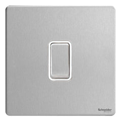 GU1412WSS Ultimate screwless flat plate stainless steel white insert 1 gang 2 way 16AX plate switch