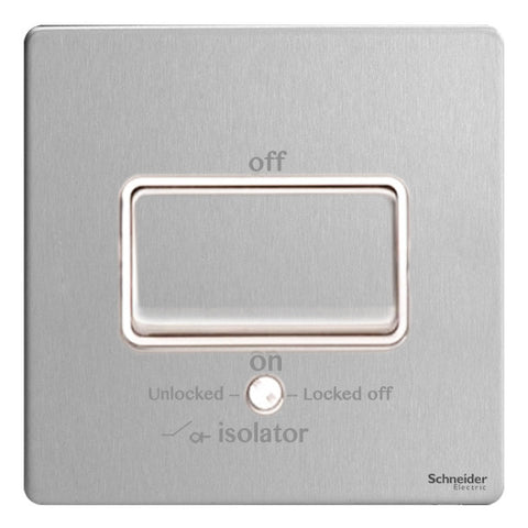 GU1413WSS Ultimate screwless flat plate stainless steel white insert 1 gang TP isolator 10A plate switch