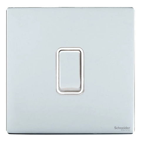 GU1414WPC Ultimate screwless flat plate polished chrome white insert 1 gang intermediate 16AX plate switch