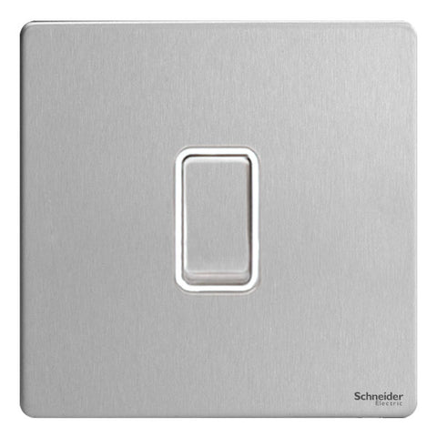 GU1414WSS Ultimate screwless flat plate stainless steel white insert 1 gang intermediate 16AX plate switch