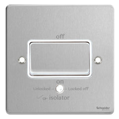 GU1513WBC Ultimate low profile brushed chrome white insert 1 gang TP isolator 10A plate switch