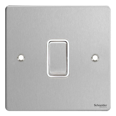 GU2210WSS Ultimate flat plate stainless steel white insert 20AX DP switch