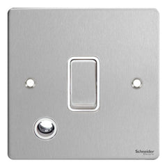 GU2213WSS Ultimate flat plate stainless steel white insert 20AX DP switch + flex outlet