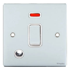 GU2214WPC Ultimate flat plate polished chrome white insert 20AX DP switch + neon + flex outlet