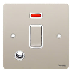 GU2214WPN Ultimate flat plate pearl nickel white insert 20AX DP switch + neon + flex outlet