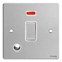 GU2214WSS Ultimate flat plate stainless steel white insert 20AX DP switch + neon + flex outlet