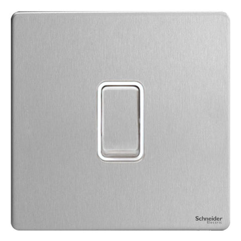 GU2410WSS Ultimate screwless flat plate stainless steel white insert 20AX DP switch