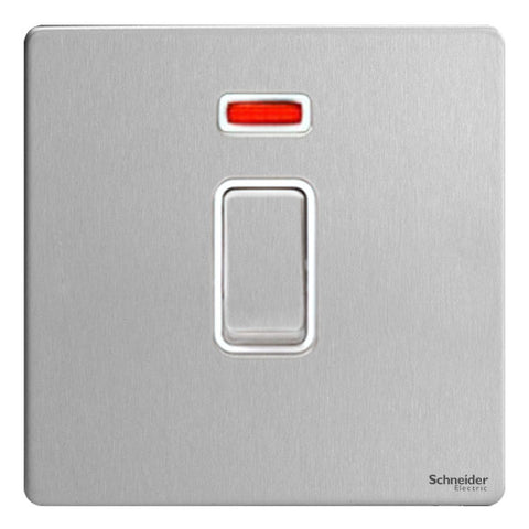 GU2411WSS Ultimate screwless flat plate stainless steel white insert 20AX DP switch + neon