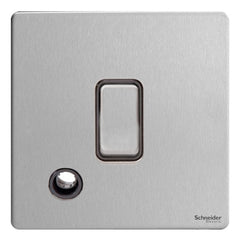 GU2413BSS Ultimate screwless flat plate stainless steel black insert 20AX DP switch + flex outlet