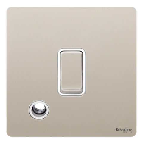 GU2413WPN Ultimate screwless flat plate pearl nickel white insert 20AX DP switch + flex outlet