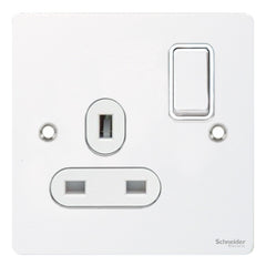 GU3210WPW Ultimate flat plate white metal white insert 1 gang 13A switched socket