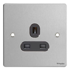 GU3250BSS Ultimate flat plate stainless steel black insert 1 gang 13A unswitched socket