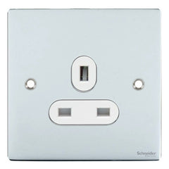 GU3250WPC Ultimate flat plate polished chrome white insert 1 gang 13A unswitched socket