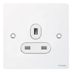 GU3250WPW Ultimate flat plate white metal white insert 1 gang 13A unswitched socket