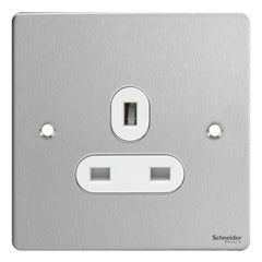 GU3250WSS Ultimate flat plate stainless steel white insert 1 gang 13A unswitched socket