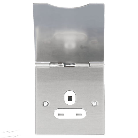 GU3251WSS Ultimate flat plate stainless steel white insert 1 gang 13A unswitched floor socket