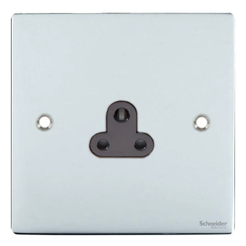 GU3270BPC Ultimate flat plate polished chrome black insert 1 gang 2A round pin unswitched socket