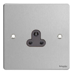 GU3270BSS Ultimate flat plate stainless steel black insert 1 gang 2A round pin unswitched socket