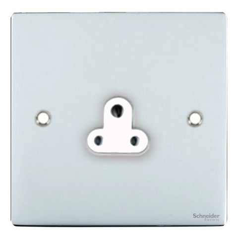 GU3270WPC Ultimate flat plate polished chrome white insert 1 gang 2A round pin unswitched socket