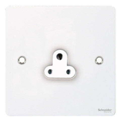 GU3270WPW Ultimate flat plate white metal white insert 1 gang 2A round pin unswitched socket