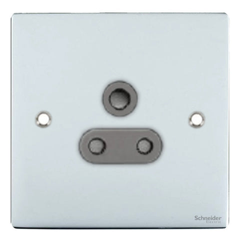 GU3280BPC Ultimate flat plate polished chrome black insert 1 gang 5A round pin unswitched socket