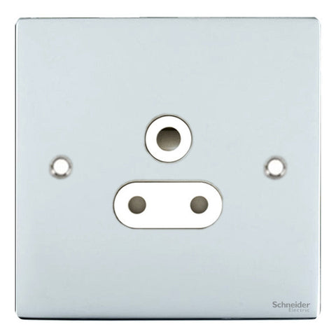 GU3280WPC Ultimate flat plate polished chrome white insert 1 gang 5A round pin unswitched socket