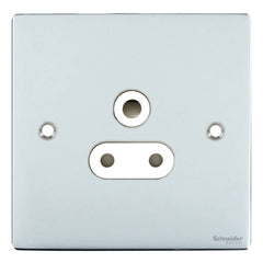GU3280WPC Ultimate flat plate polished chrome white insert 1 gang 5A round pin unswitched socket