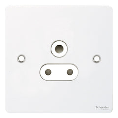 GU3280WPW Ultimate flat plate white metal white insert 1 gang 5A round pin unswitched socket