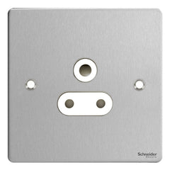 GU3280WSS Ultimate flat plate stainless steel white insert 1 gang 5A round pin unswitched socket