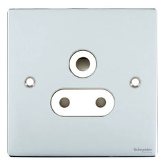 GU3290WPC Ultimate flat plate polished chrome white insert 1 gang 15A round pin switched socket