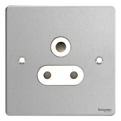 GU3290WSS Ultimate flat plate stainless steel white insert 1 gang 15A round pin switched socket