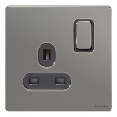 GU3410BBN Ultimate screwless flat plate black nickel black insert 1 gang 13A switched socket