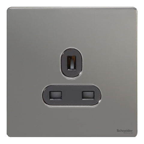 GU3450BBN Ultimate screwless flat plate black nickel black insert 1 gang 13A unswitched socket