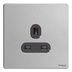 GU3450BSS Ultimate screwless flat plate stainless steel black insert 1 gang 13A unswitched socket