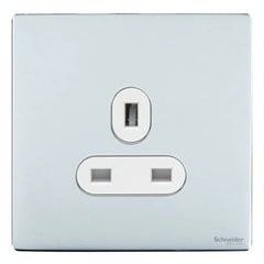 GU3450WPC Ultimate screwless flat plate polished chrome white insert 1 gang 13A unswitched socket