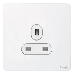 GU3450WPW Ultimate screwless flat plate white metal white insert 1 gang 13A unswitched socket