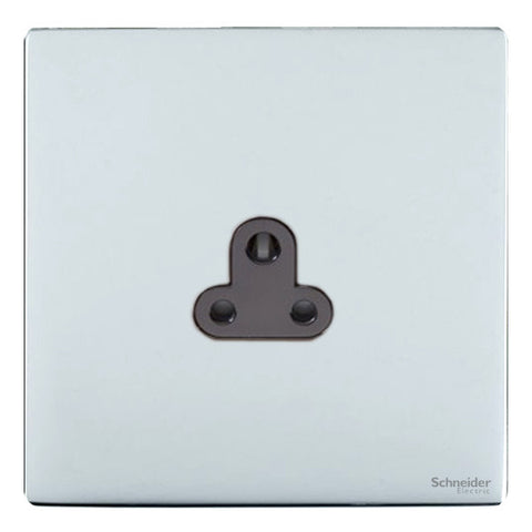 GU3470BPC Ultimate screwless flat plate polished chrome black insert 1 gang 2A round pin unswitched socket