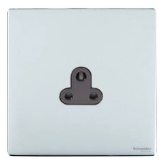 GU3470BPC Ultimate screwless flat plate polished chrome black insert 1 gang 2A round pin unswitched socket