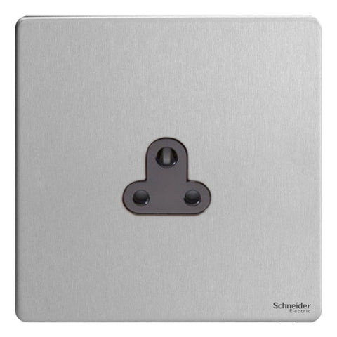 GU3470BSS Ultimate screwless flat plate stainless steel black insert 1 gang 2A round pin unswitched socket