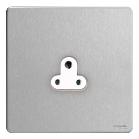 GU3470WSS Ultimate screwless flat plate stainless steel white insert 1 gang 2A round pin unswitched socket