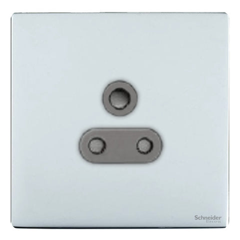 GU3480BPC Ultimate screwless flat plate polished chrome black insert 1 gang 5A round pin unswitched socket