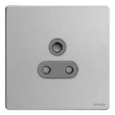 GU3480BSS Ultimate screwless flat plate stainless steel black insert 1 gang 5A round pin unswitched socket.