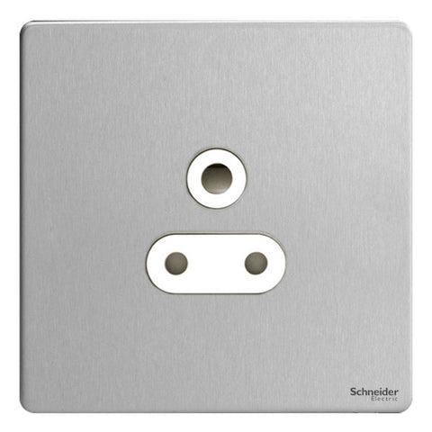 GU3480WSS Ultimate screwless flat plate stainless steel white insert 1 gang 5A round pin unswitched socket