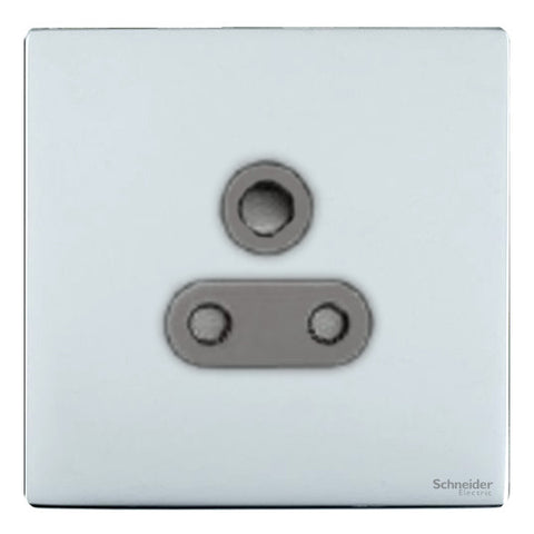 GU3490BPC Ultimate screwless flat plate polished chrome black insert 1 gang 15A round pin switched socket