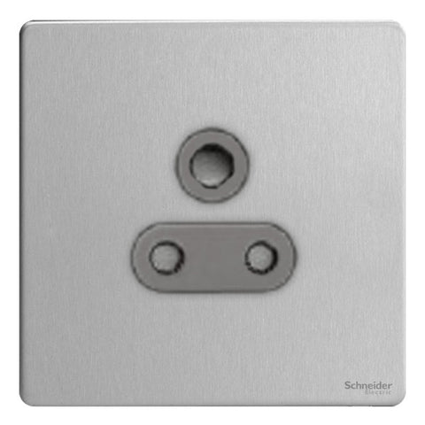 GU3490BSS Ultimate screwless flat plate stainless steel black insert 1 gang 15A round pin switched socket