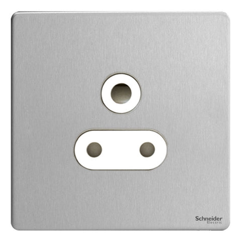 GU3490WSS Ultimate screwless flat plate stainless steel white insert 1 gang 15A round pin switched socket