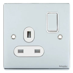 GU3510WPC Ultimate low profile polished chrome white insert 1 gang 13A switched socket